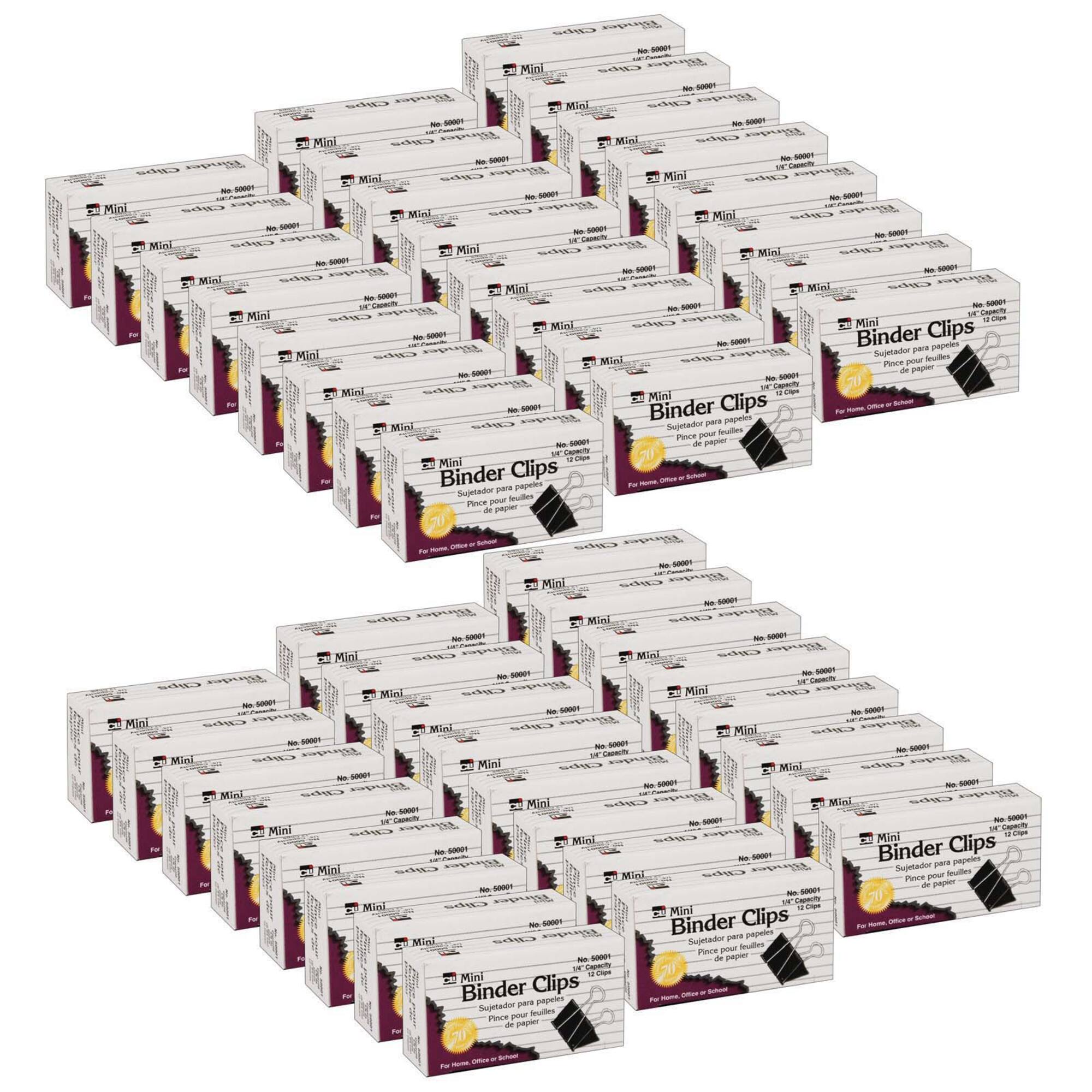 Charles Leonard 1/4" Capacity Mini Black Binder Clips, 48 Packs of 12